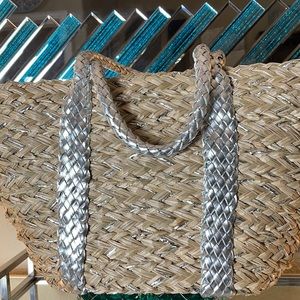 Adorable Straw & Metallic Silver Handle Accents